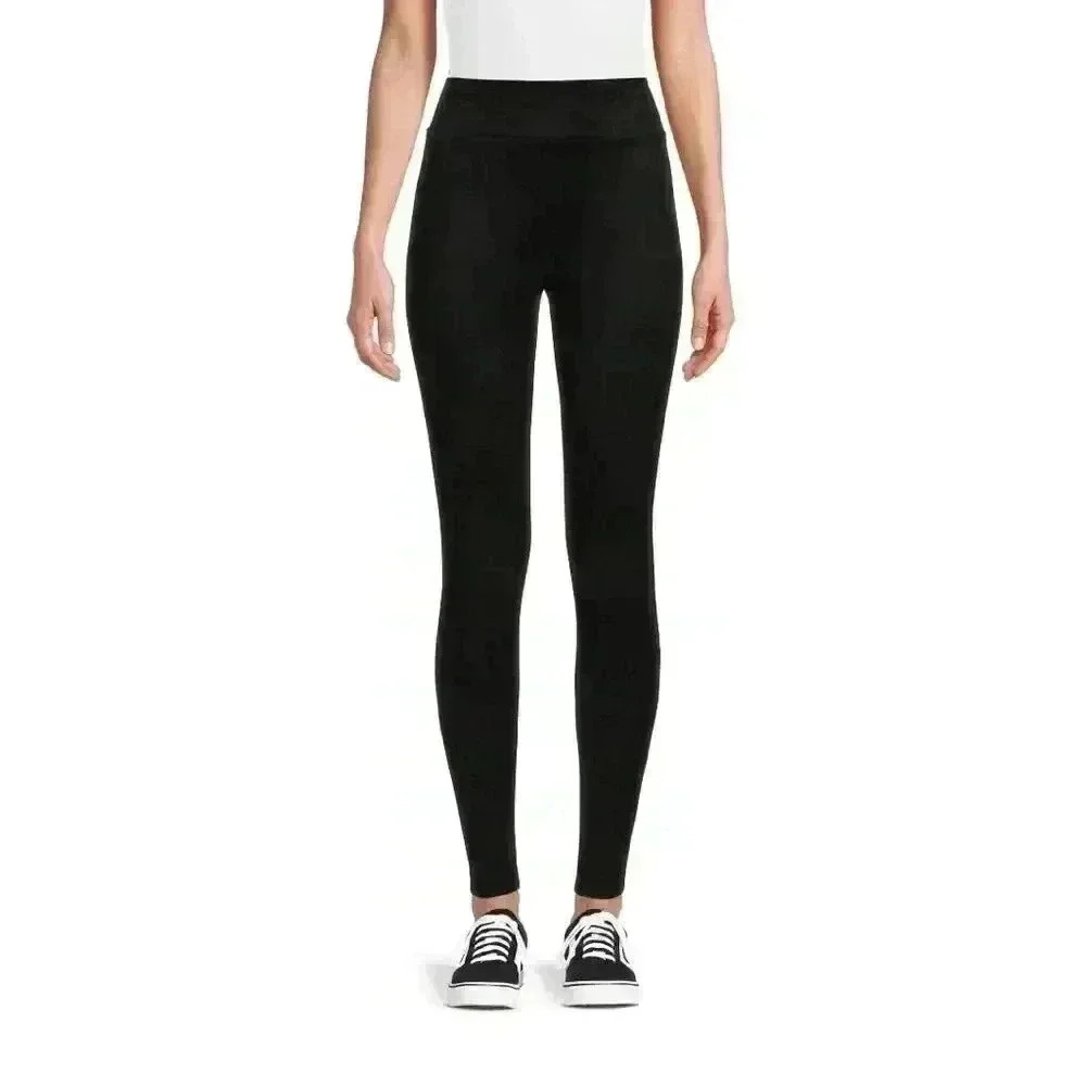 Black Faux Suede Leggings Small - Picture 1 of 4